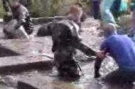 grubbyfacekid grubby face activities commando challenge devon people journeying through a muddy water filled pipe